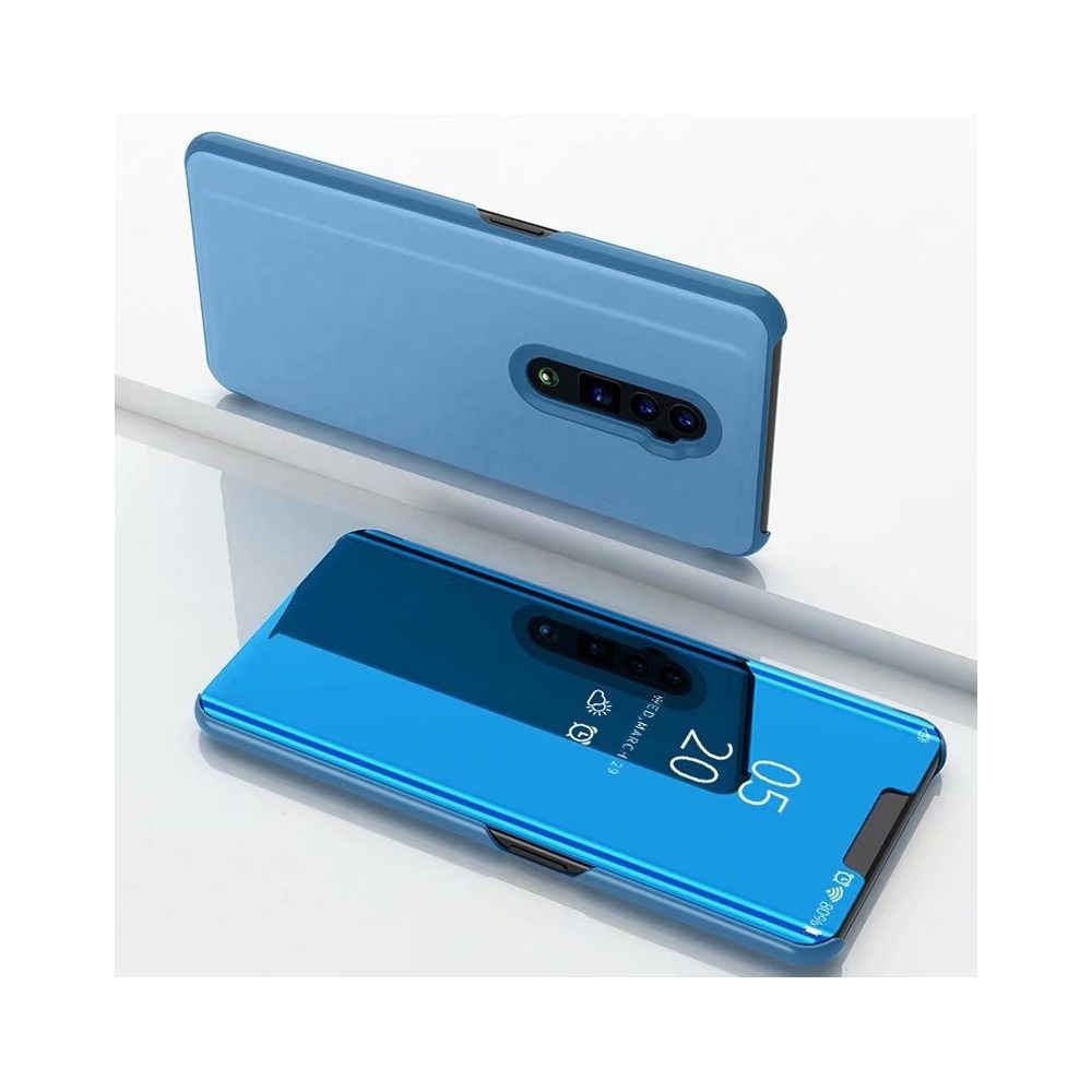 Wewoo - Coque Rigide Étui à rabat en cuir avec miroir de galvanisation pour OPPO Reno support Bleu - Coque, étui smartphone