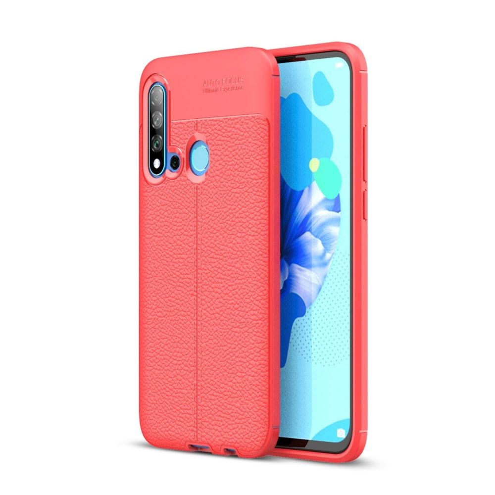 Wewoo - Coque Antichoc en TPU Litchi Texture pour Huawei Nova 5i / P20 Lite 2019 Rouge - Coque, étui smartphone