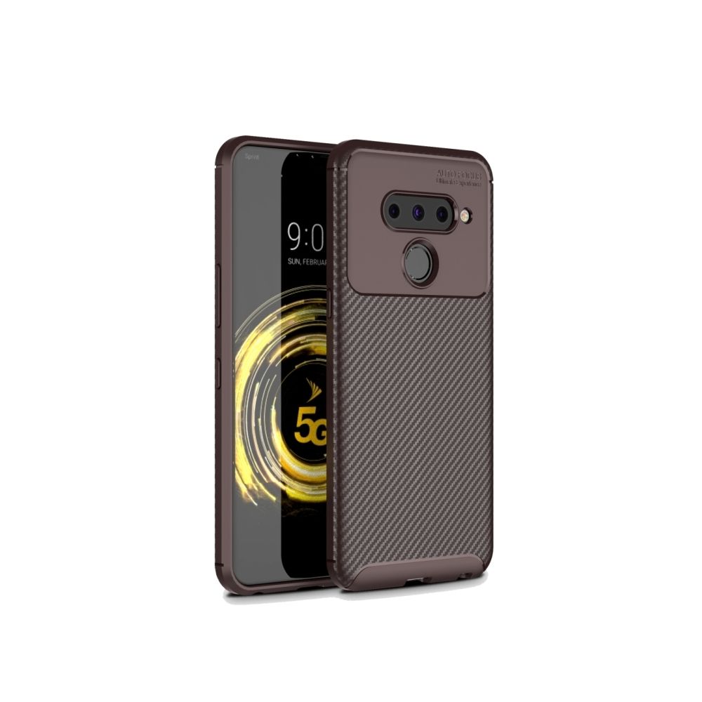 Wewoo - Coque TPU antichoc en texture de fibre carbone Beetle Series pour LG V50 (Marron) - Coque, étui smartphone