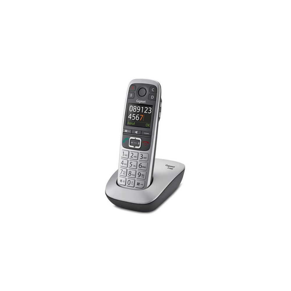 Gigaset - Téléphone fixe sans fil sans répondeur - E560 - Solo Argent - Téléphone fixe sans fil