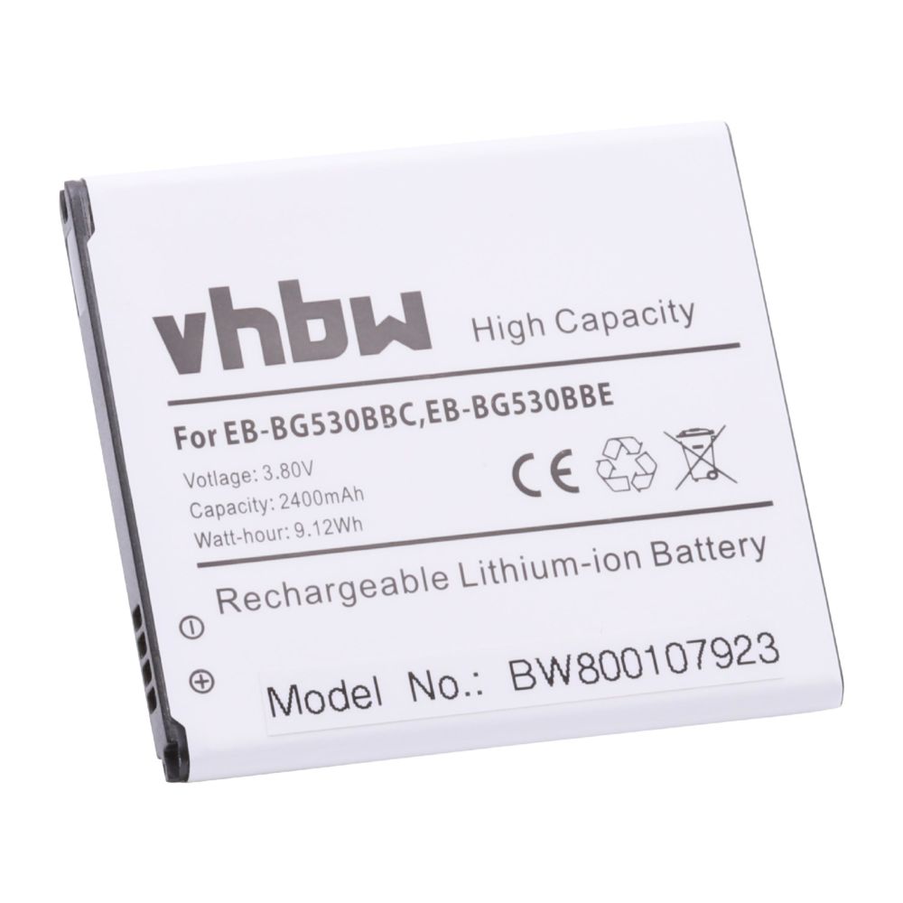 Vhbw - Batterie Li-Ion vhbw 2400mAh (3.8V) pour téléphone portable, Smartphone Samsung Galaxy Grand Prime, SM-G5306W, SM-G5308 comme EB-BG530BBC, EB-BG530BBE - Batterie téléphone