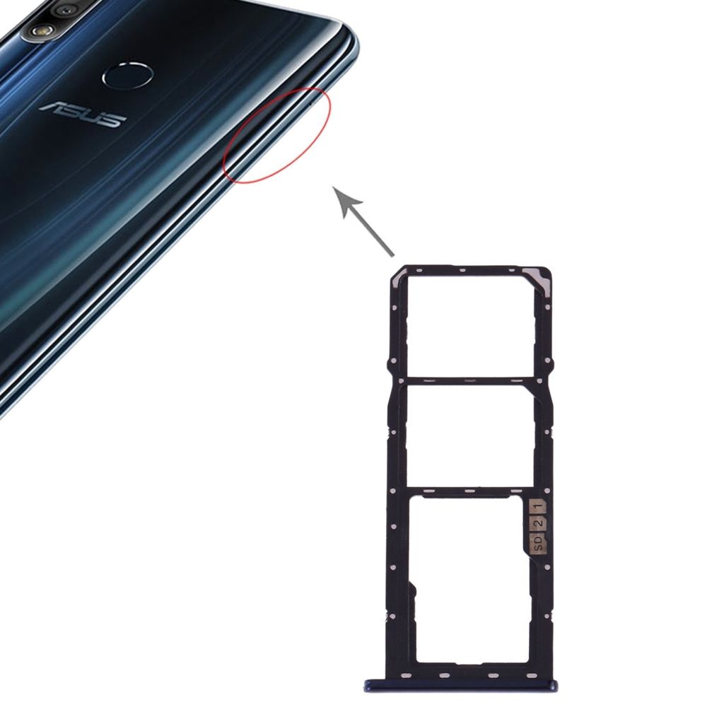 Wewoo - Pièce détachée Plateau pour carte SIM + SIM + Micro SD Asus ZenFone Max Pro M2 ZB631KL Bleu - Autres accessoires smartphone