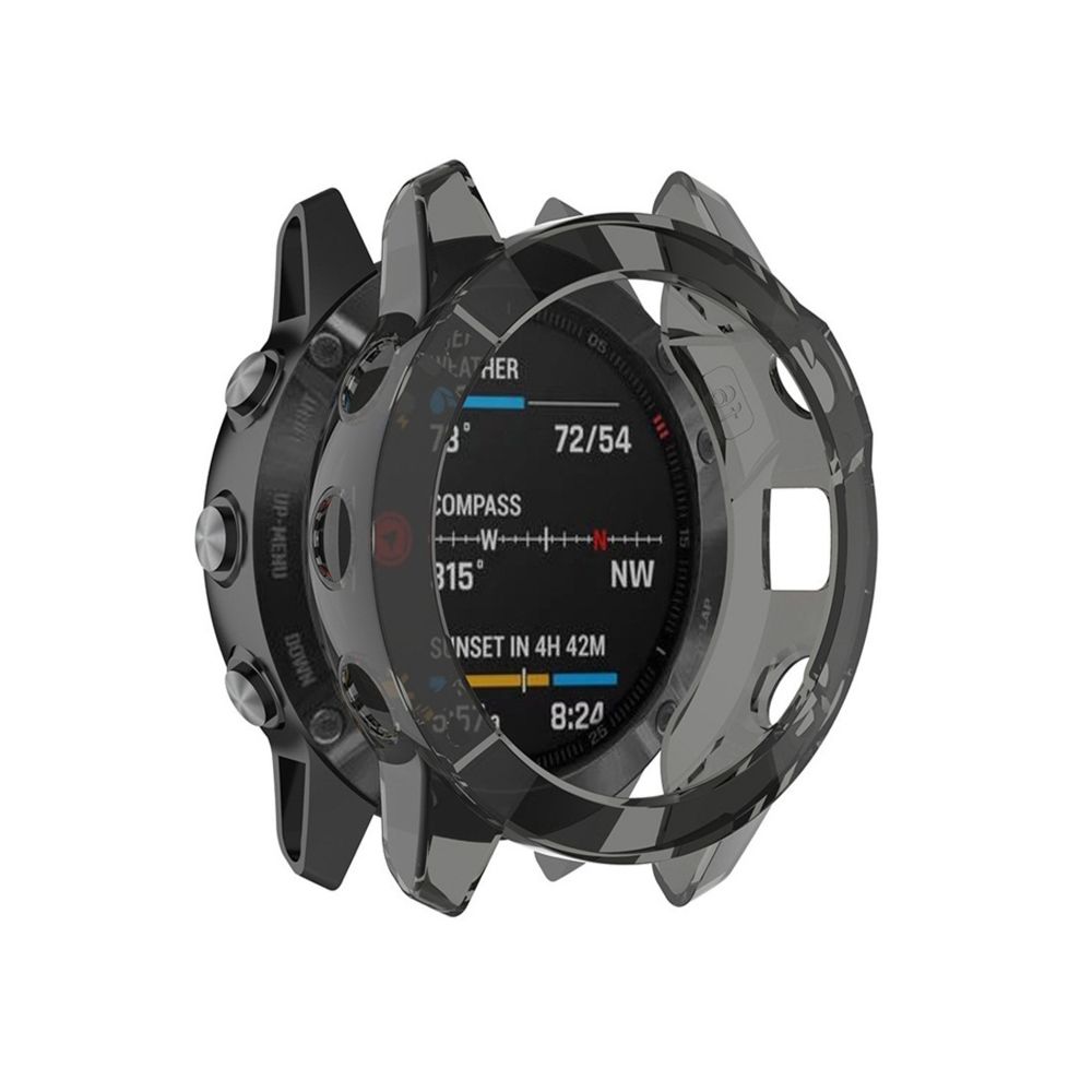 Wewoo - Boîtier de montre Pour Garmin Fenix 6 TPU demi-couverture Smart Watch Protevtice Case Noir - Accessoires montres connectées
