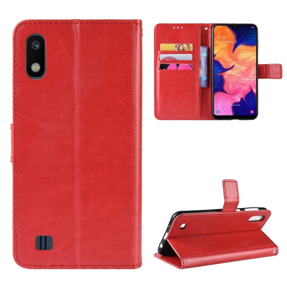 marque generique - Etui en PU cheval fou avec sangle rouge pour votre Samsung Galaxy A10 - Coque, étui smartphone