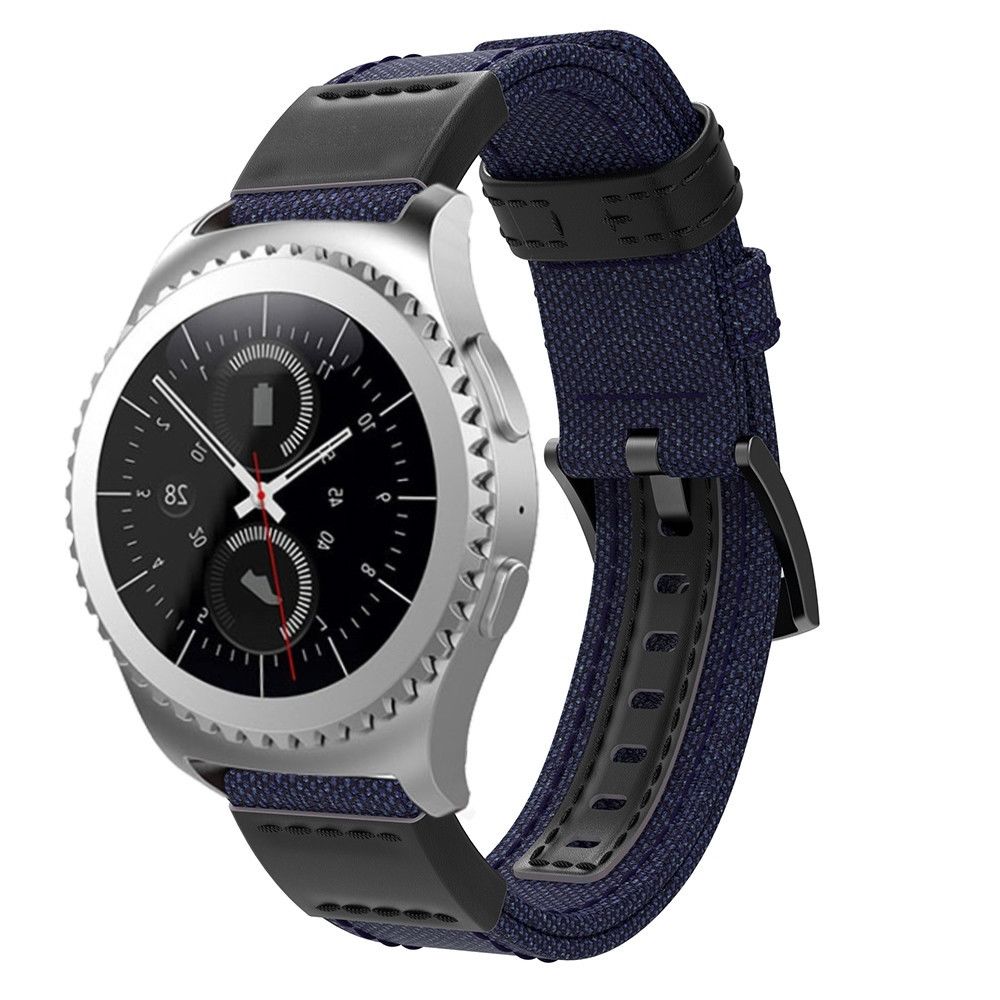 Wewoo - Bracelet pour montre connectée en cuir et Samsung Gear S2 / Galaxy Active 42 mmtaille du 135 + 96 mm bleu - Bracelet connecté