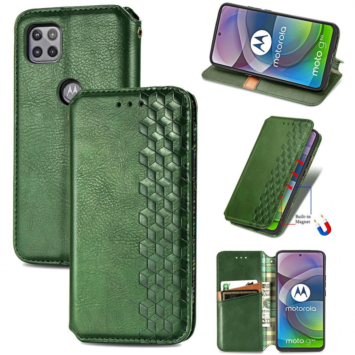OtterBox - Moto G 5G Housse Etui Coque de protection type portefeuille (tressée) [Vert] - Coque, étui smartphone