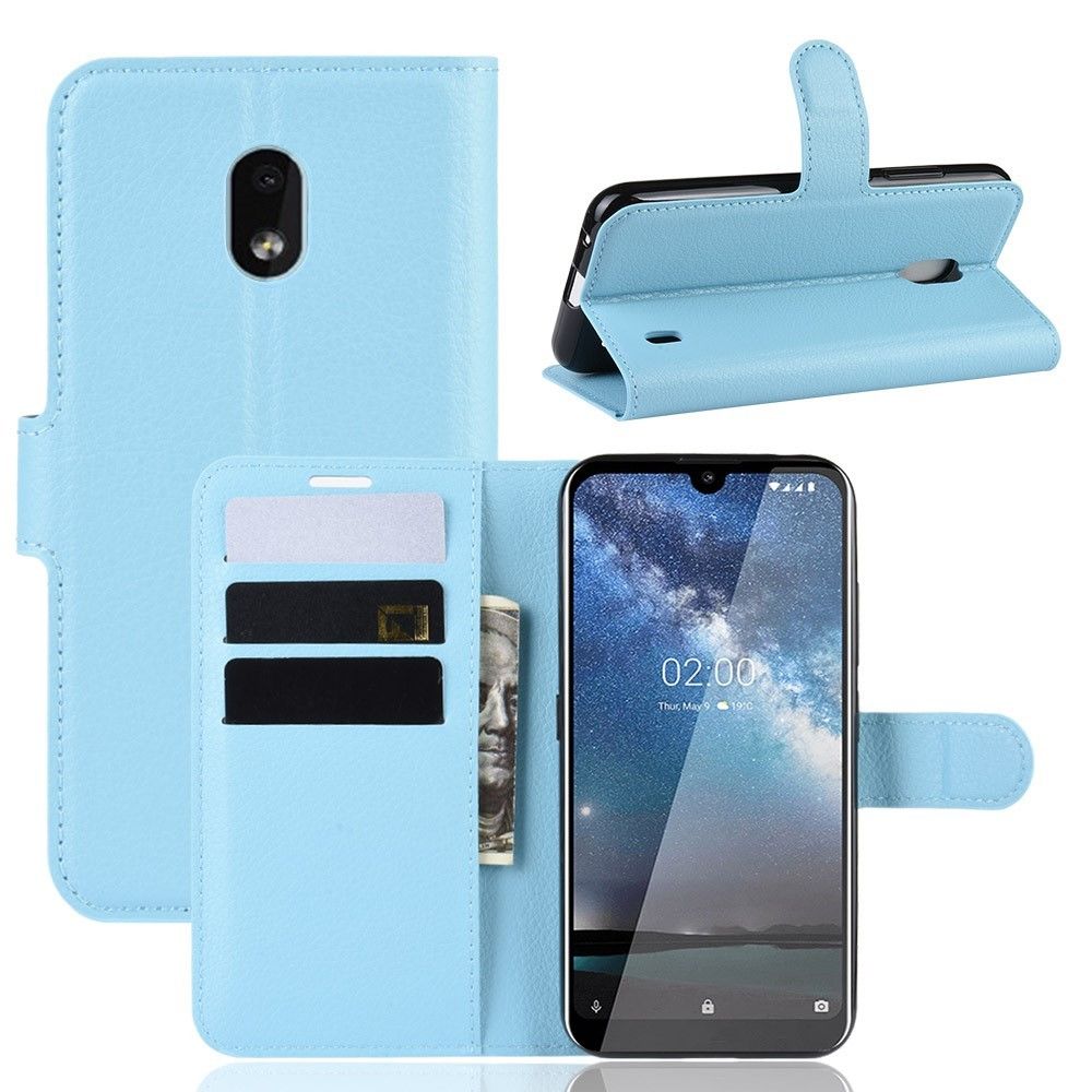 marque generique - Etui en PU litchi avec support bleu pour votre Nokia 2.2 - Coque, étui smartphone