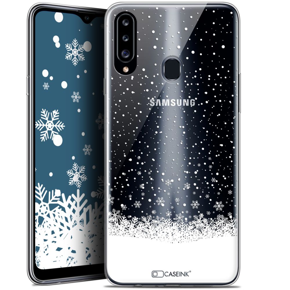 Caseink - Coque Pour Samsung Galaxy A20s (6.5 ) [Gel HD Collection Noël 2017 Design Flocons de Neige - Souple - Ultra Fin - Imprimé en France] - Coque, étui smartphone