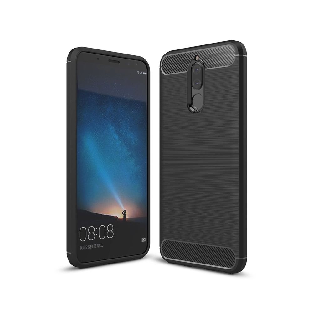 Wewoo - Coque noir pour Huawei Mate 10 Lite Texture de fibre de carbone brossé TPU Antichoc Antidérapant Doux Etui de protection arrière - Coque, étui smartphone