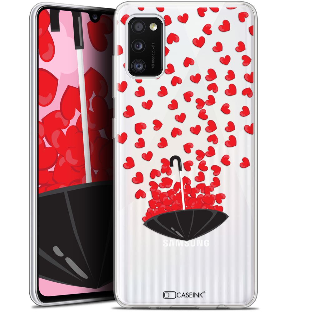 Caseink - Coque Pour Samsung Galaxy A41 (6.1 ) [Gel HD Collection Love Saint Valentin Design Parapluie d'Amour - Souple - Ultra Fin - Imprimé en France] - Coque, étui smartphone
