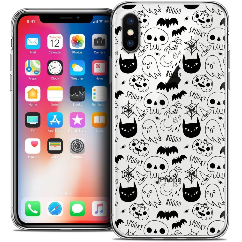 Caseink - Coque Housse Etui Apple iPhone Xs / X (5.8 ) [Crystal Gel HD Collection Halloween Design Spooky - Souple - Ultra Fin - Imprimé en France] - Coque, étui smartphone