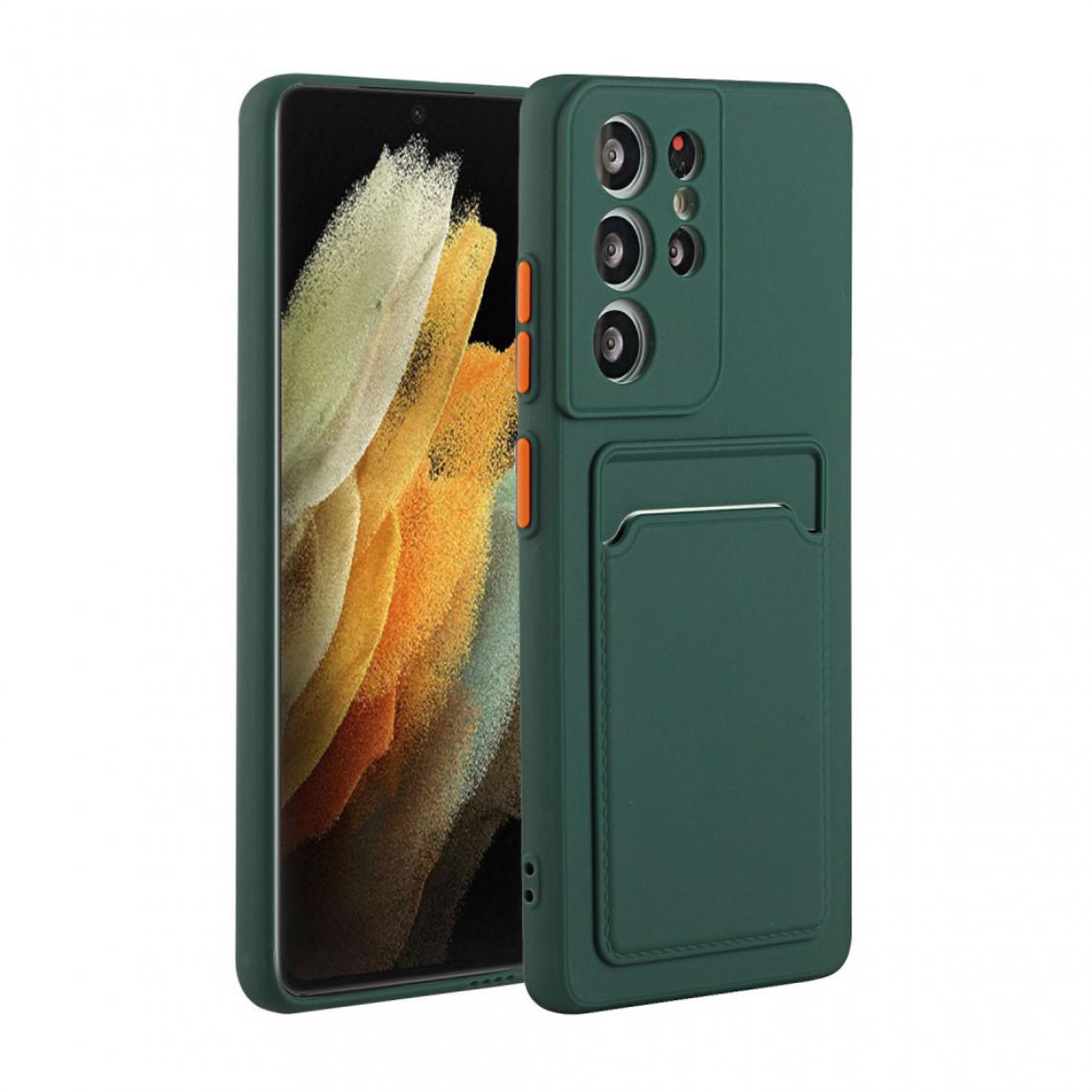 Other - Coque en TPU Qualité avec porte-carte vert foncé pour votre Samsung Galaxy S21 Ultra 5G - Coque, étui smartphone