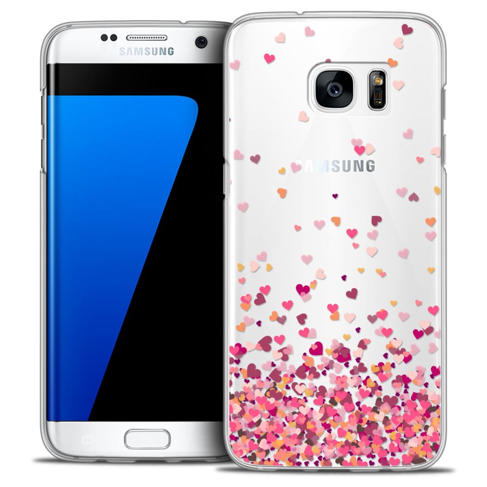 Caseink - Coque Housse Etui Samsung Galaxy S7 Edge [Crystal HD Collection Sweetie Design Heart Flakes - Rigide - Ultra Fin - Imprimé en France] - Coque, étui smartphone