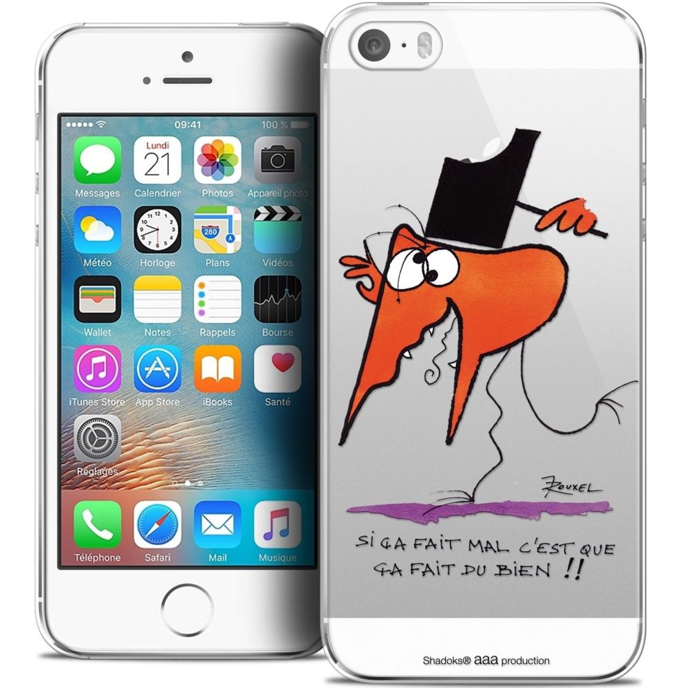 Caseink - Coque Housse Etui Apple iPhone 5/5s/SE [Crystal HD Collection Les Shadoks ? Design Ca fait du bien ! - Rigide - Ultra Fin - Imprimé en France] - Coque, étui smartphone