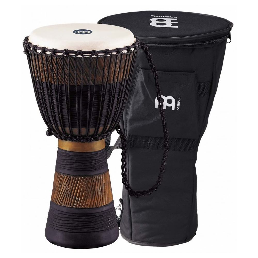 Meinl - Djembé Meinl 10'' ADJ3B-M Earth brun et noir (+ housse) - acajou style africain - Percussions africaines