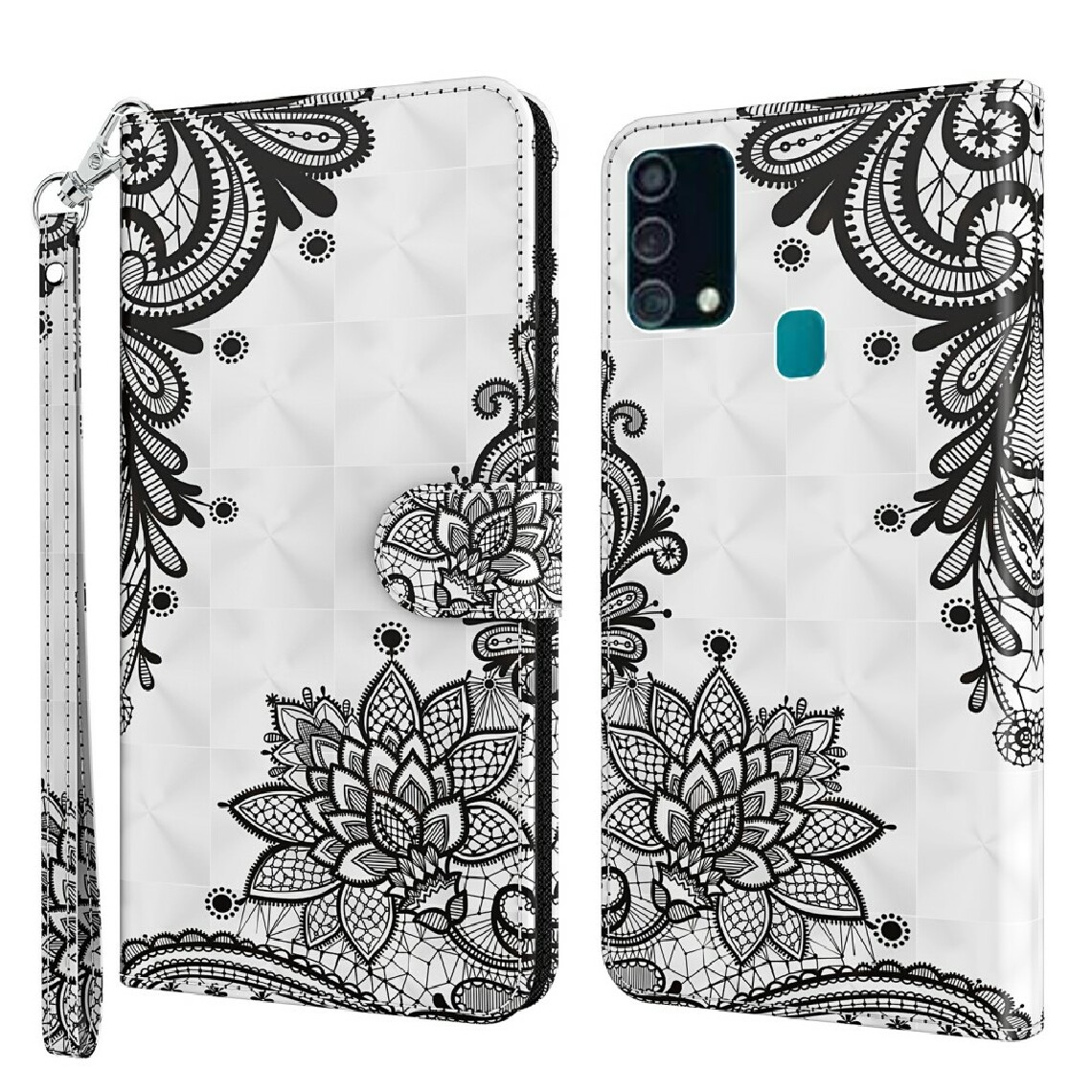 Other - Etui en PU jolie impression de motif avec support fleur en dentelle pour votre Samsung Galaxy F41 - Coque, étui smartphone