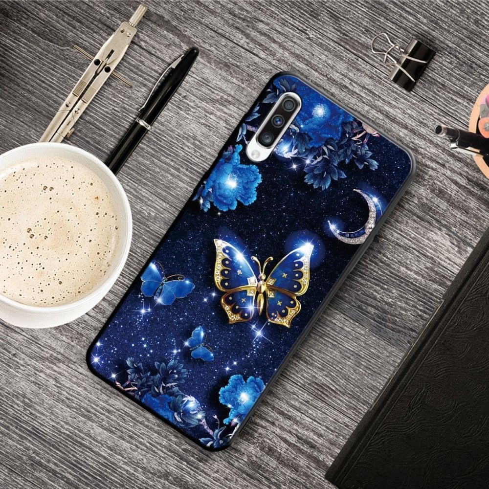 marque generique - Coque en TPU impression de modèle papillon bleu pour votre Samsung Galaxy A50 - Coque, étui smartphone
