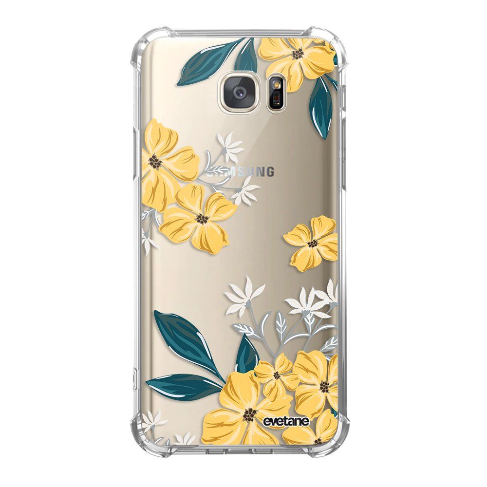 Evetane - Coque Samsung Galaxy S7 anti-choc souple avec angles renforcés Fleurs jaunes Evetane - Coque, étui smartphone