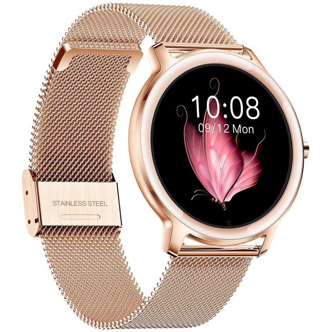 Chronotech Montres - Smart Watches for Women, IP67 Waterproof Fitness Watch, 1.09 inch Full Touch Screen Activity Trackers, Sleep Heart Rate Monitor Pedometers Compatible with iPhones IOS Android(gold) - Montre connectée