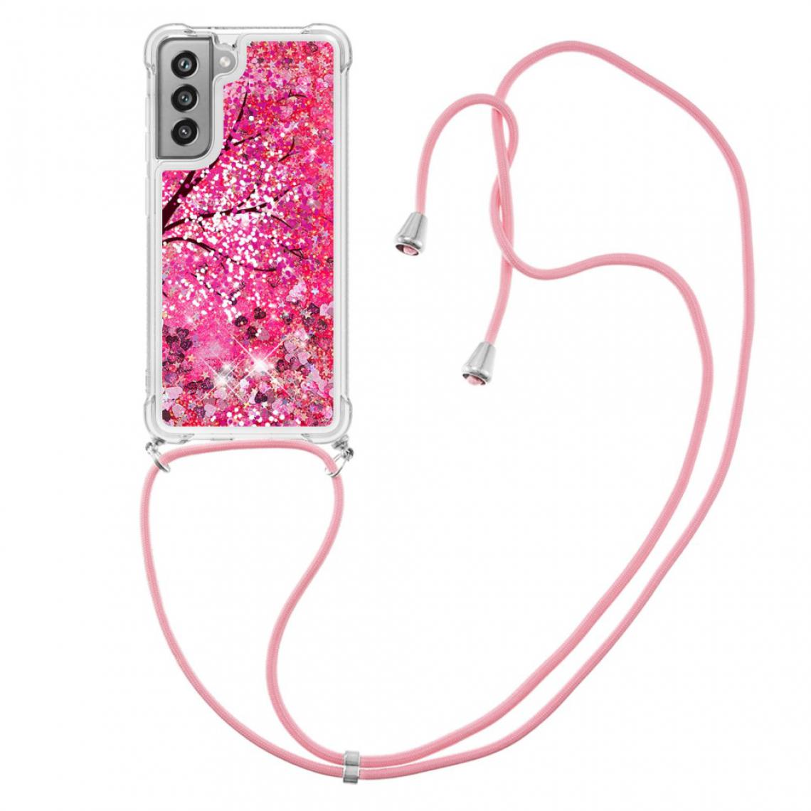 Other - Coque en TPU Impression de motifs de paillettes brillantes Quicksand avec sangle Fleurs de cerisier pour votre Samsung Galaxy S21 FE - Coque, étui smartphone