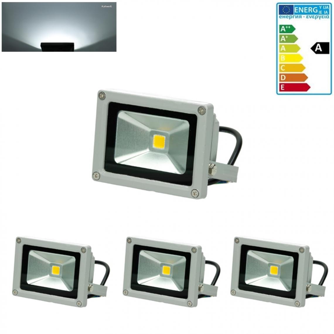 Ecd Germany - 3x LED Projecteur lumière extérieure spot éclairage 10W imperméable blanc froid - Projecteurs LED