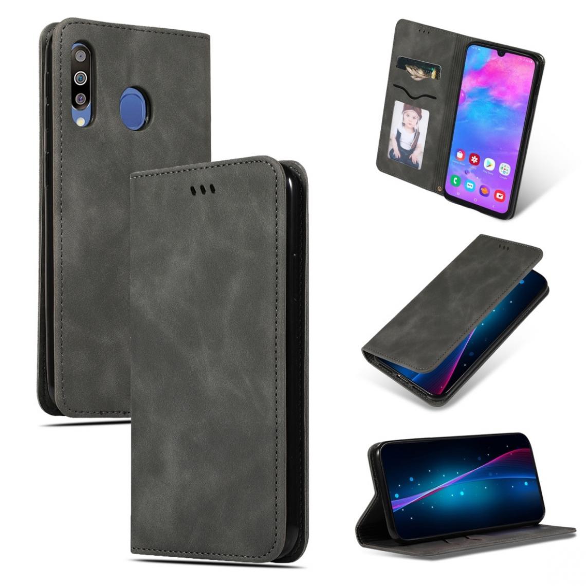 Wewoo - Housse Coque Etui en cuir avec rabat horizontal magnétique Business Skin Feel pour Galaxy M30 / A40s gris foncé - Coque, étui smartphone
