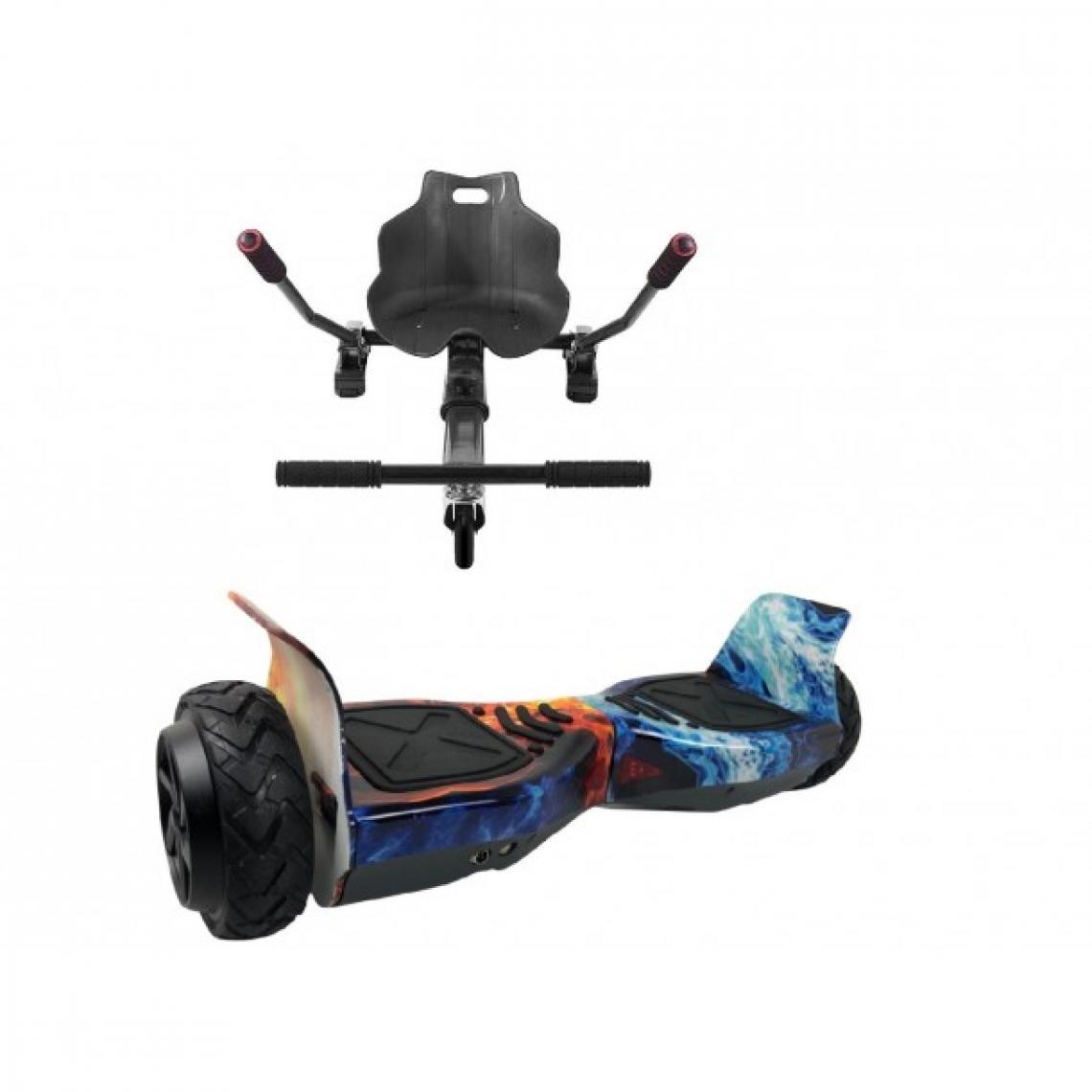 Air Rise - Pack Hoverboard 6.5 Pouces Petit Hummer Flamme Bleu et Hoverkart Noir - Hoverboard