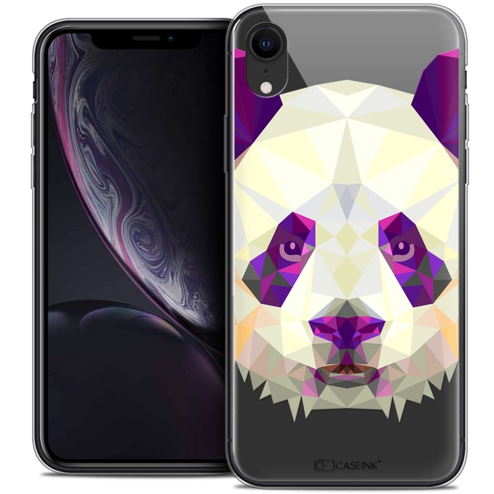 Caseink - Coque Housse Etui Apple iPhone Xr (6.1 ) [Crystal Gel HD Polygon Series Animal - Souple - Ultra Fin - Imprimé en France] Panda - Coque, étui smartphone