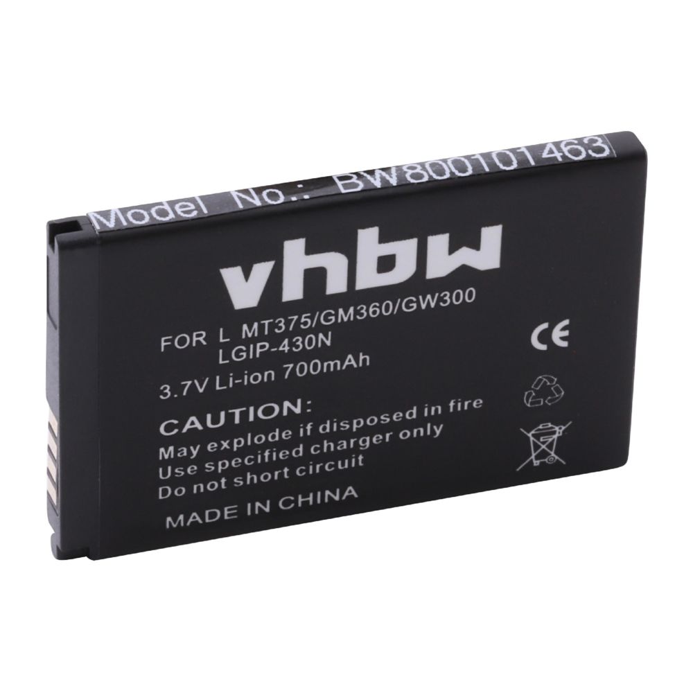 Vhbw - vhbw Li-Ion Batterie 700mAh (3.7V) pour Smartphone compatible avec LG Town C300, Viewty Snap GM360LG comme SBPL0098901, LGIP-430N - Batterie téléphone
