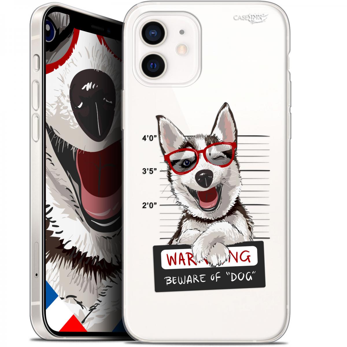 Caseink - Coque arrière Apple iPhone 12 Mini (5.4 ) Gel HD [ Nouvelle Collection - Souple - Antichoc - Imprimé en France] Beware The Husky Dog - Coque, étui smartphone