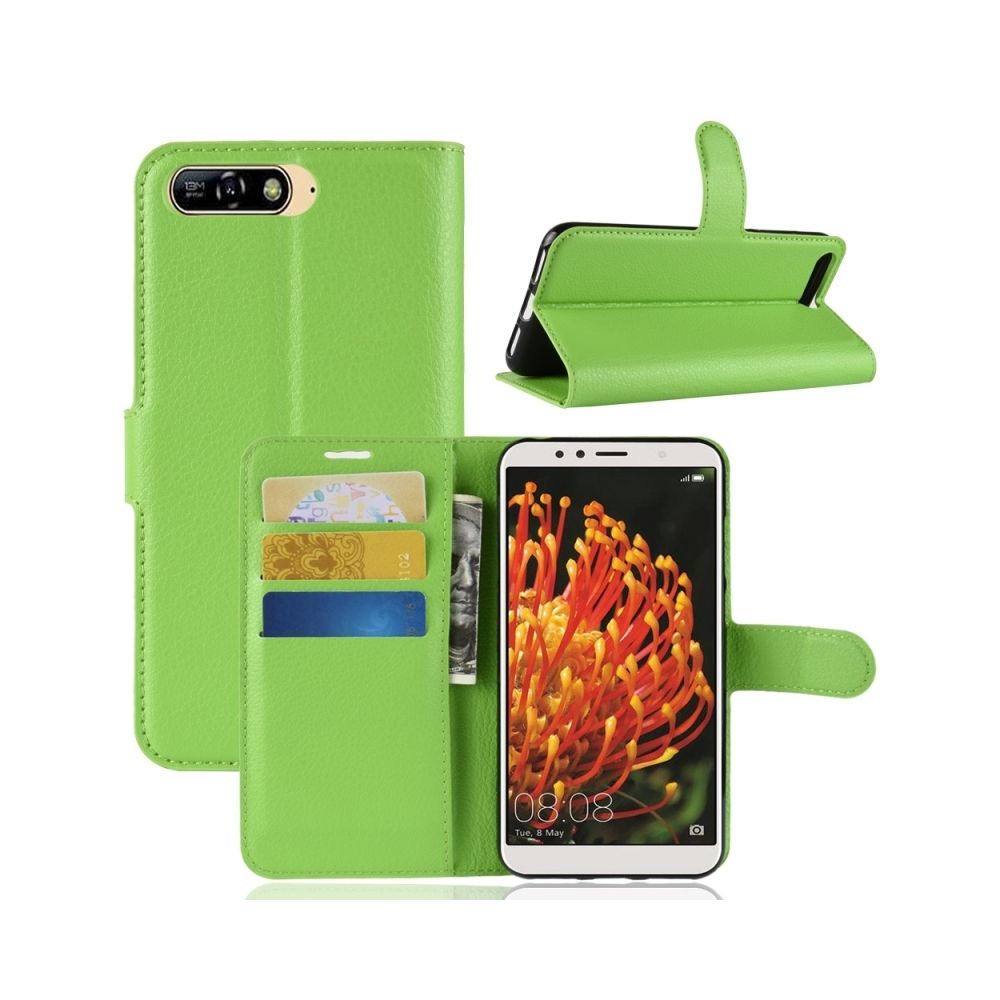 Wewoo - Housse Étui vert pour Huawei Y6 2018 Litchi Texture horizontale Flip en cuir avec titulaire et fentes cartes porte-monnaie - Coque, étui smartphone