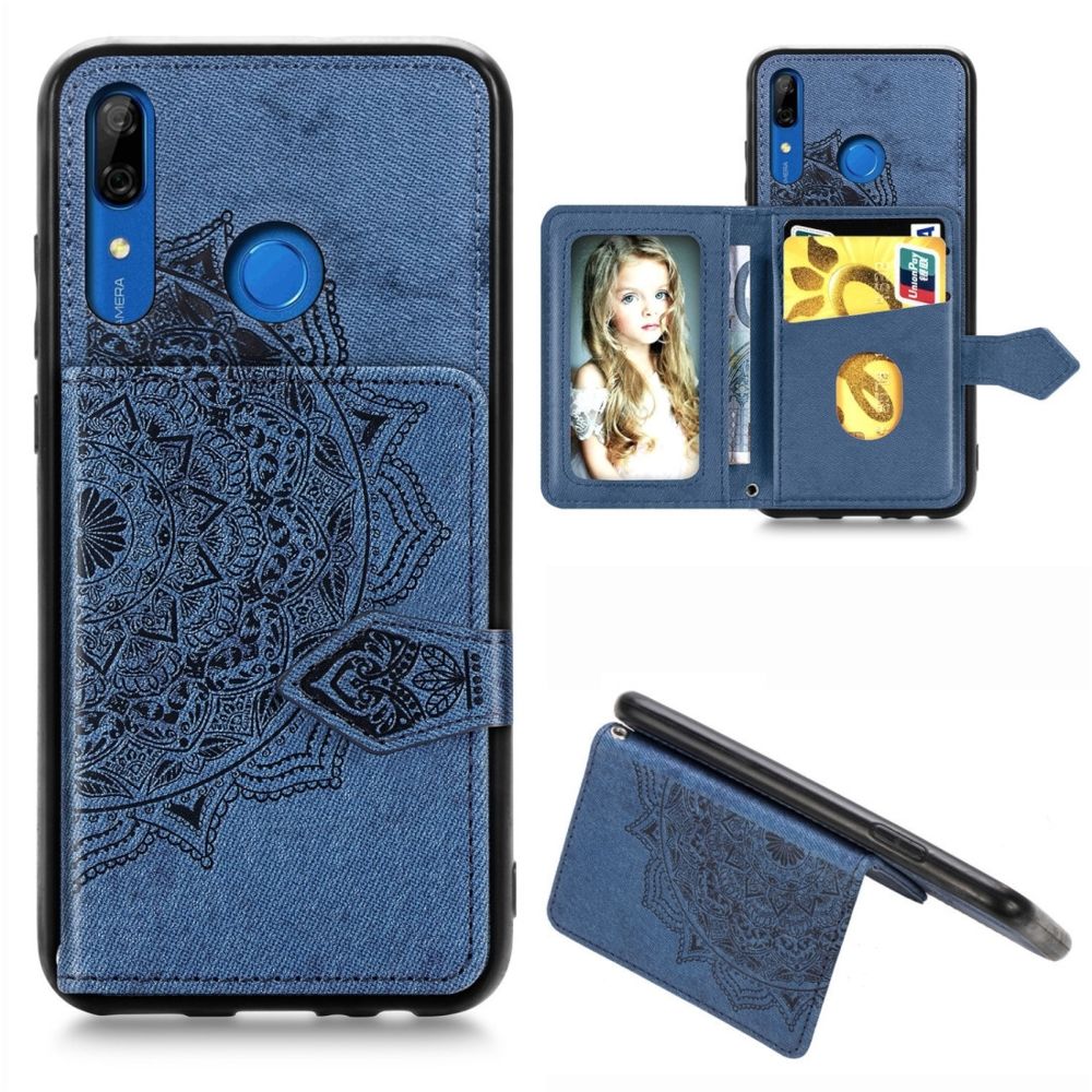 Wewoo - Coque Pour Huawei P Smart Z Mandala Embossed Magnetic Cloth PU + TPU + PC Case with Holder & Card Slots & Wallet & Photo Frame & Strap Blue - Coque, étui smartphone