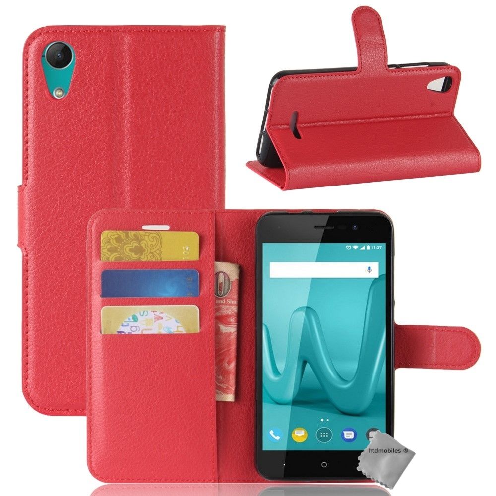 Htdmobiles - Housse etui coque pochette portefeuille pour Wiko Sunny 2 + verre trempe - ROUGE - Autres accessoires smartphone
