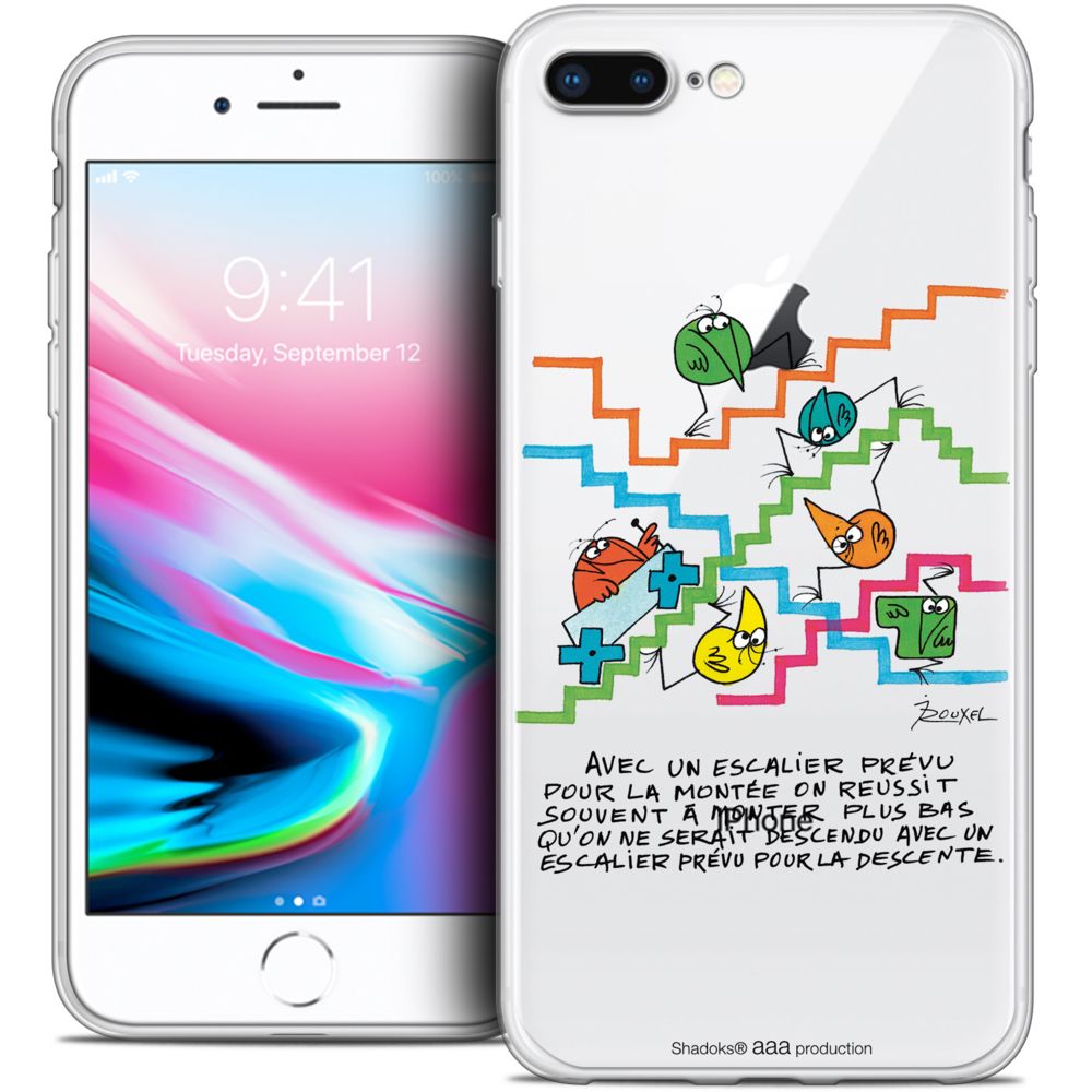 Caseink - Coque Housse Etui Apple iPhone 8 Plus (5.5 ) [Crystal Gel HD Collection Les Shadoks ? Design L'escalier - Souple - Ultra Fin - Imprimé en France] - Coque, étui smartphone