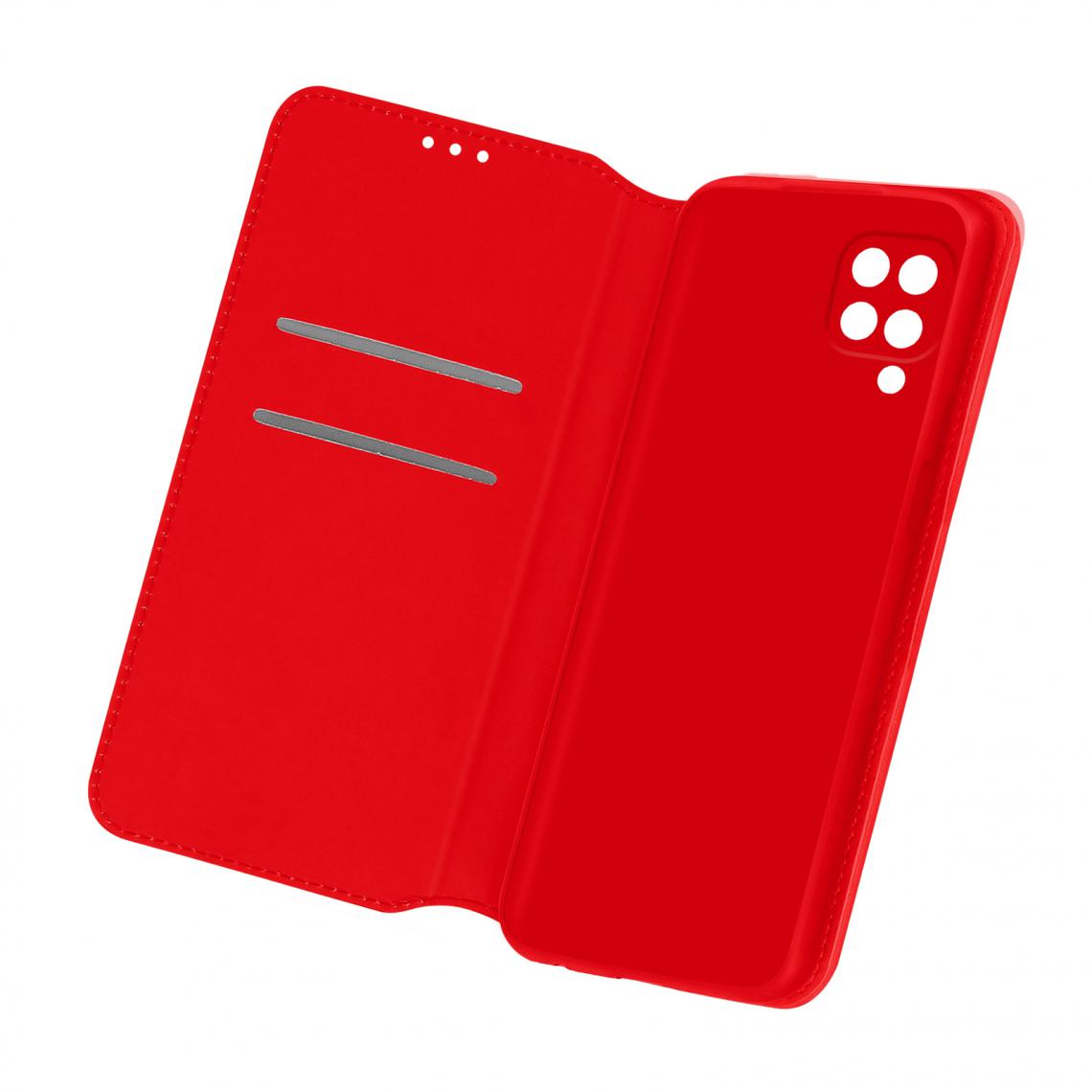 Avizar - Housse Folio Samsung Galaxy M12 Portefeuille Fonction Support Vidéo rouge - Coque, étui smartphone
