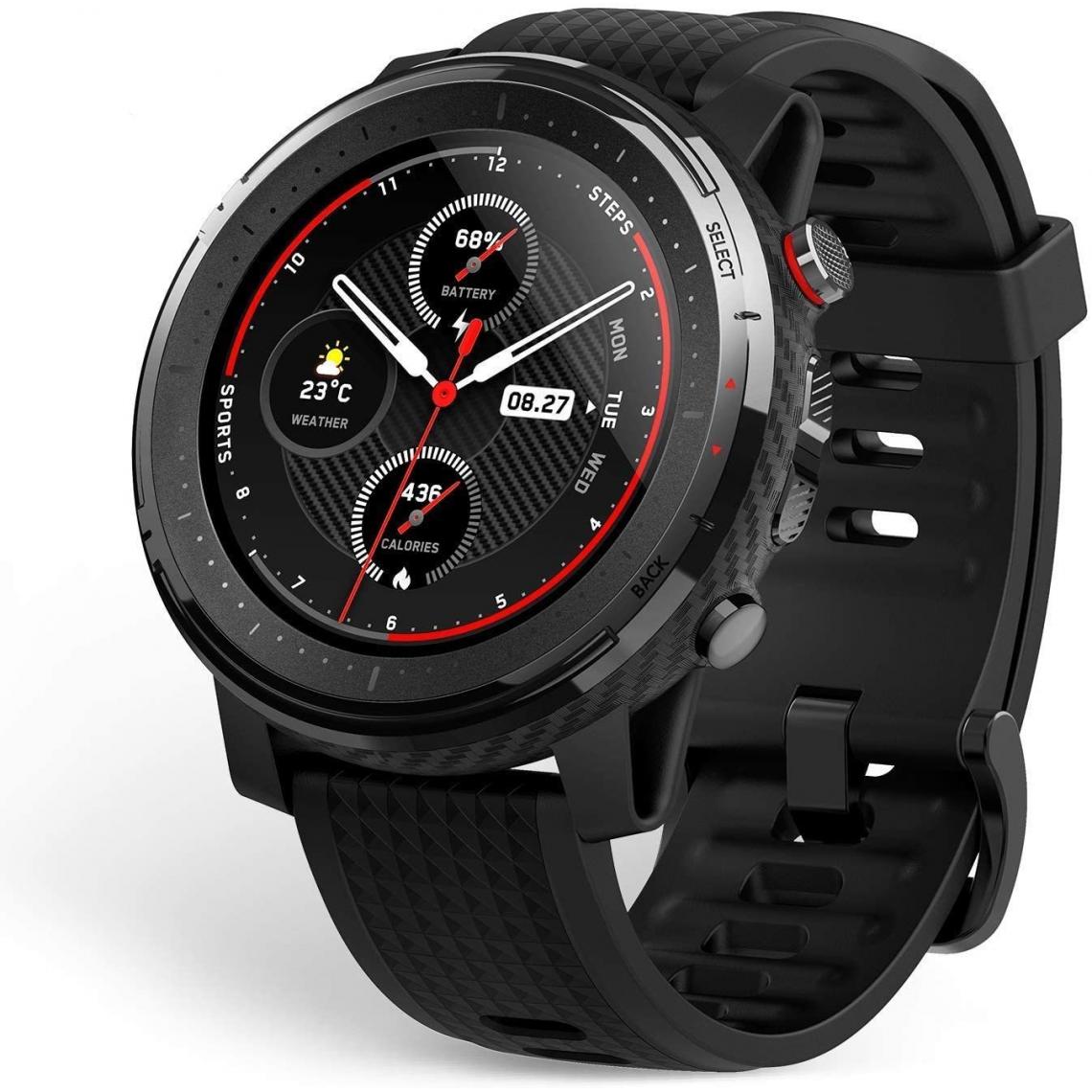 Chronotech Montres - Amazfit Stratos 3 Smartwatch Sports Watch with 1.34 Inch MIP Display, 19 Sports Modes, GPS and Music Storage, 5 ATM Waterproof, Men's Fitness Tracker(black) - Montre connectée