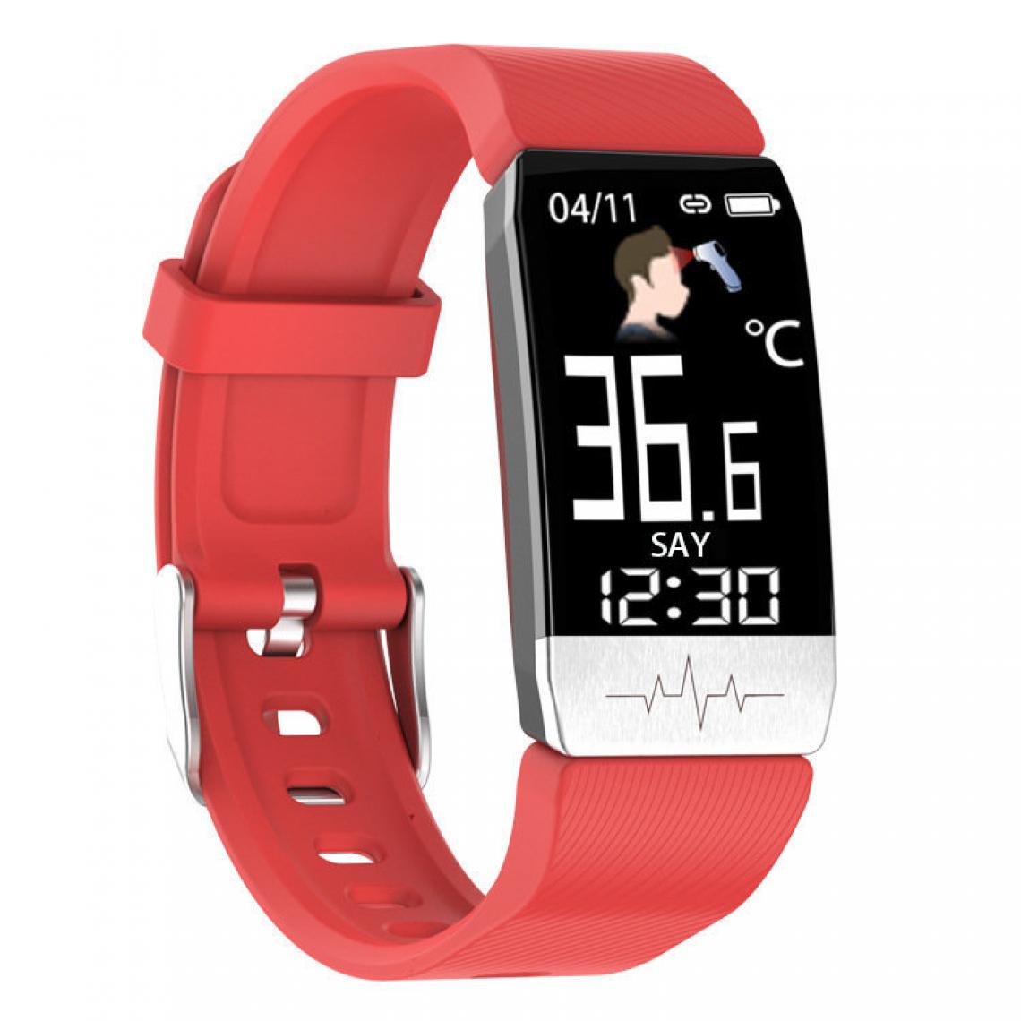 Chronotech Montres - Fitness Bracelet with Heart Rate Monitor Waterproof IP68 Fitness Tracker Smartwatch ECG PPG Activity Tracker Heart Rate Monitor Pedometer Watch Sports Watch(Red) - Montre connectée