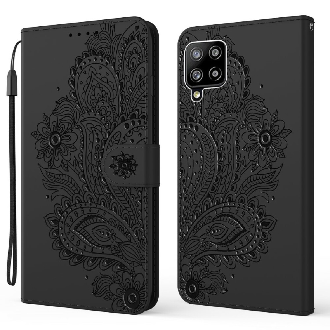 Other - Etui en PU motif de fleurs imprimé avec support noir pour votre Samsung Galaxy A42 5G - Coque, étui smartphone