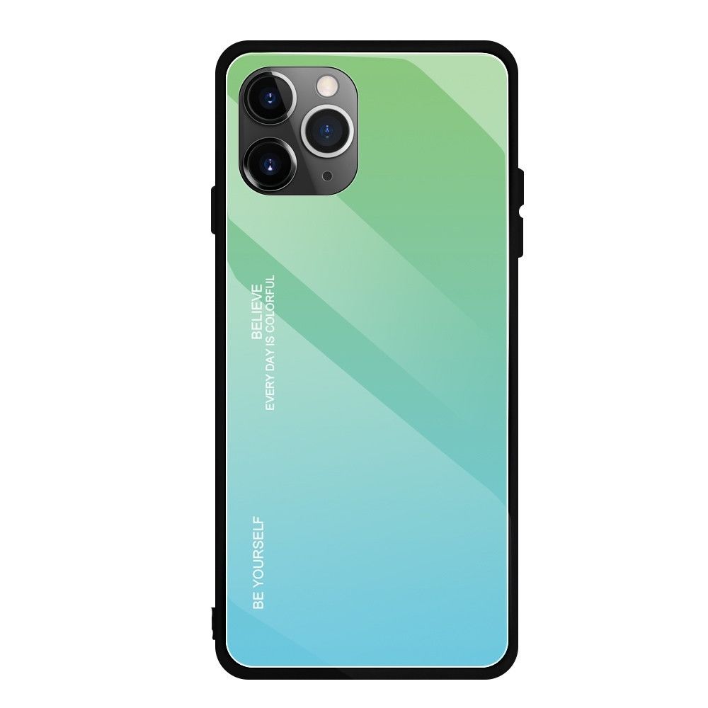 Wewoo - Coque Rigide Pour iPhone 11 Pro Étui en verre de couleur dégradée vert - Coque, étui smartphone