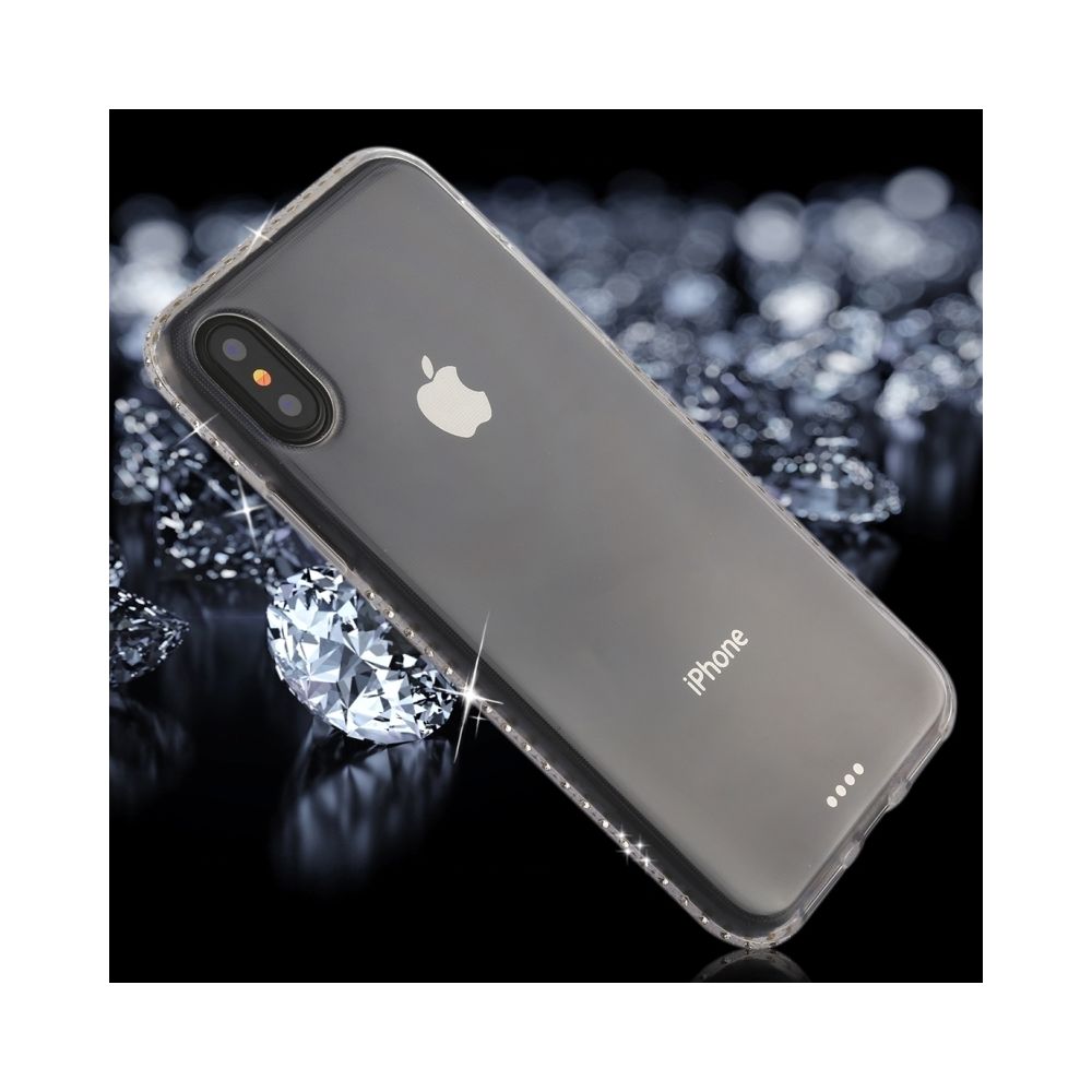 Wewoo - Coque Transparent pour iPhone X Diamond Border TPU Étui de protection arrière - Coque, étui smartphone