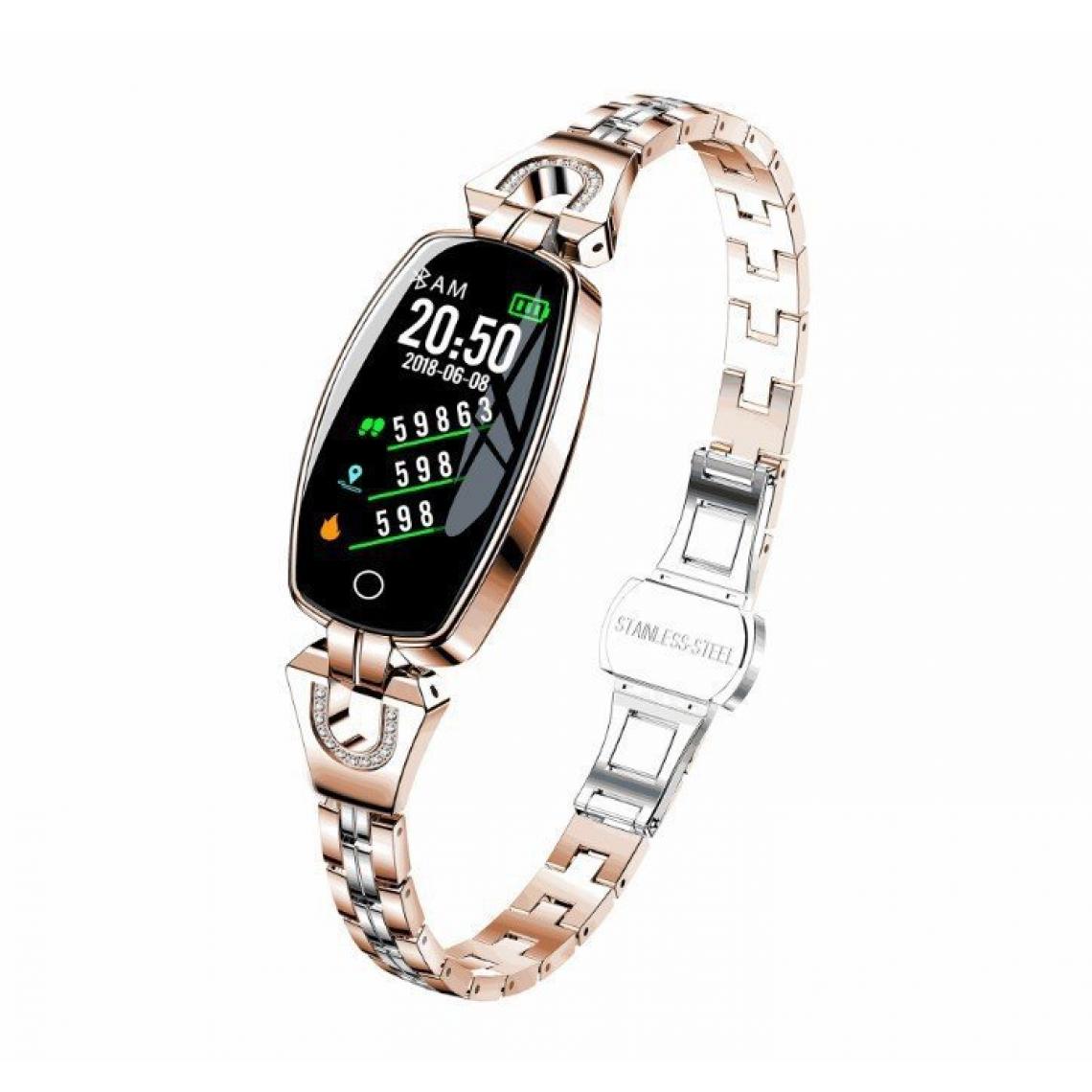 Chronotech Montres - Smart Watch Tracker Watch H8 Heart Blood Trend Tracker Automatic Tracker Motion Recognition for Women(gold) - Montre connectée