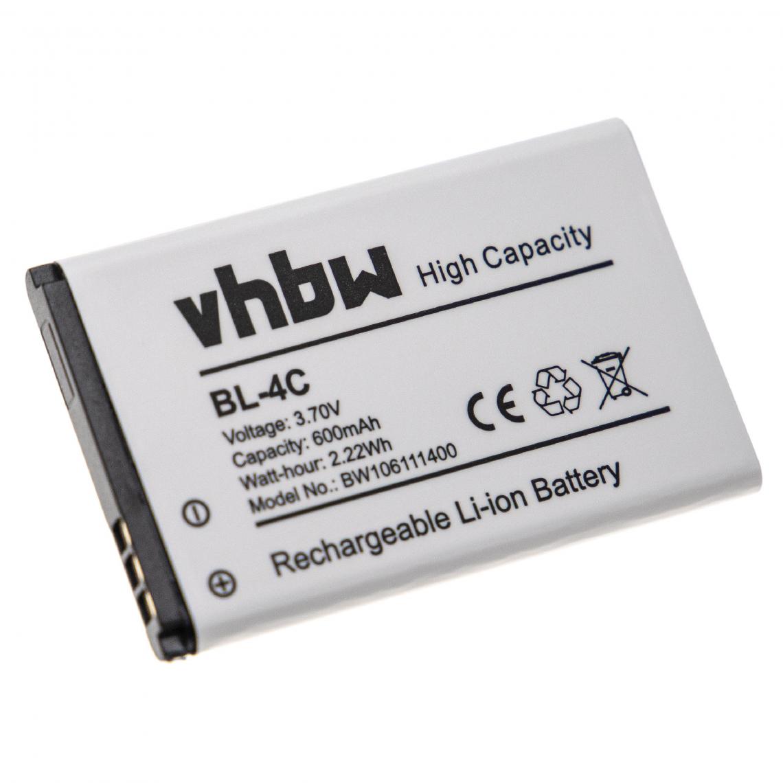 Vhbw - vhbw Batterie compatible avec Media-Tech MT846KB smartphone (600mAh, 3,7V, Li-ion) - Batterie téléphone