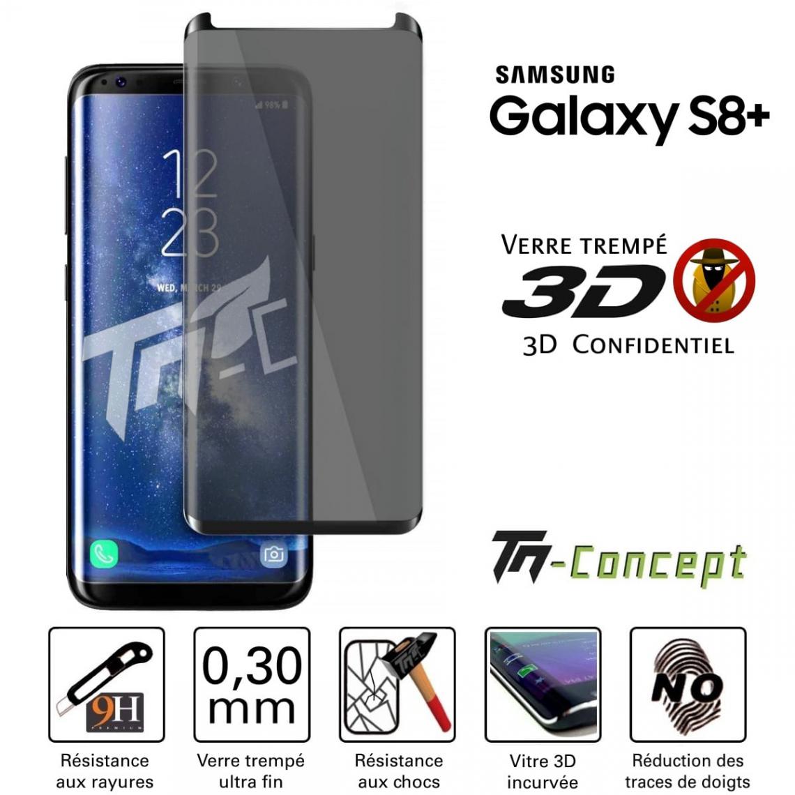 Tm Concept - Verre trempé 3D teinté - Samsung Galaxy S8 Plus - Noir - TM Concept® - Protection écran smartphone