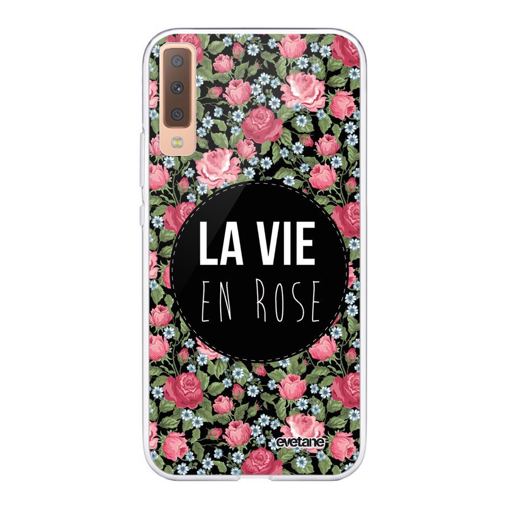 Evetane - Coque Samsung Galaxy A7 2018 souple transparente La Vie en Rose Motif Ecriture Tendance Evetane. - Coque, étui smartphone