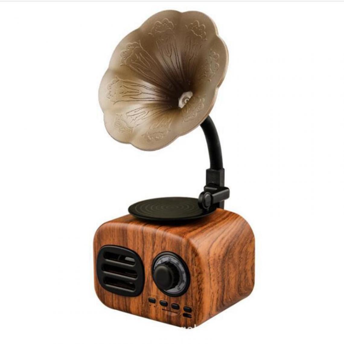 Universal - Vintage Radio Bluetooth Sound Amplifier Portable Mini Wireless Gramophone Music Subwoofer Support TF Card Play | Acajou - Hauts-parleurs