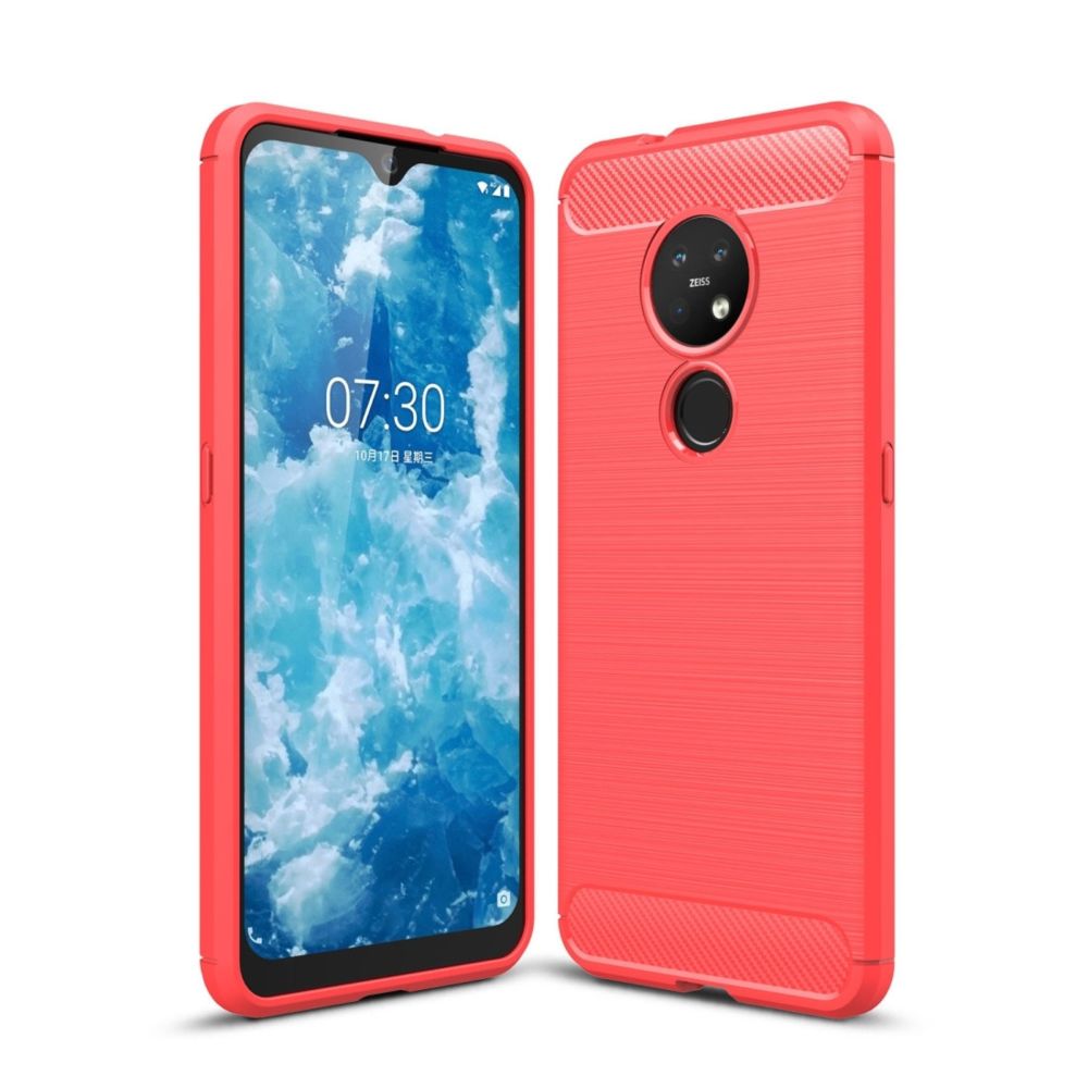 Wewoo - Coque Souple de protection TPU en fibre de carbone pour Nokia 7.2 et 6.2 Rouge - Coque, étui smartphone