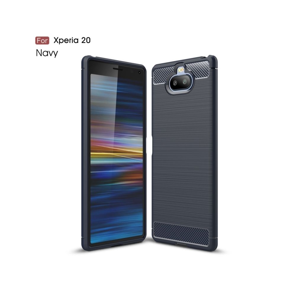 Wewoo - Coque Souple en TPU texturée et fibre de carbone pour Sony Xperia 20 bleu marine - Coque, étui smartphone