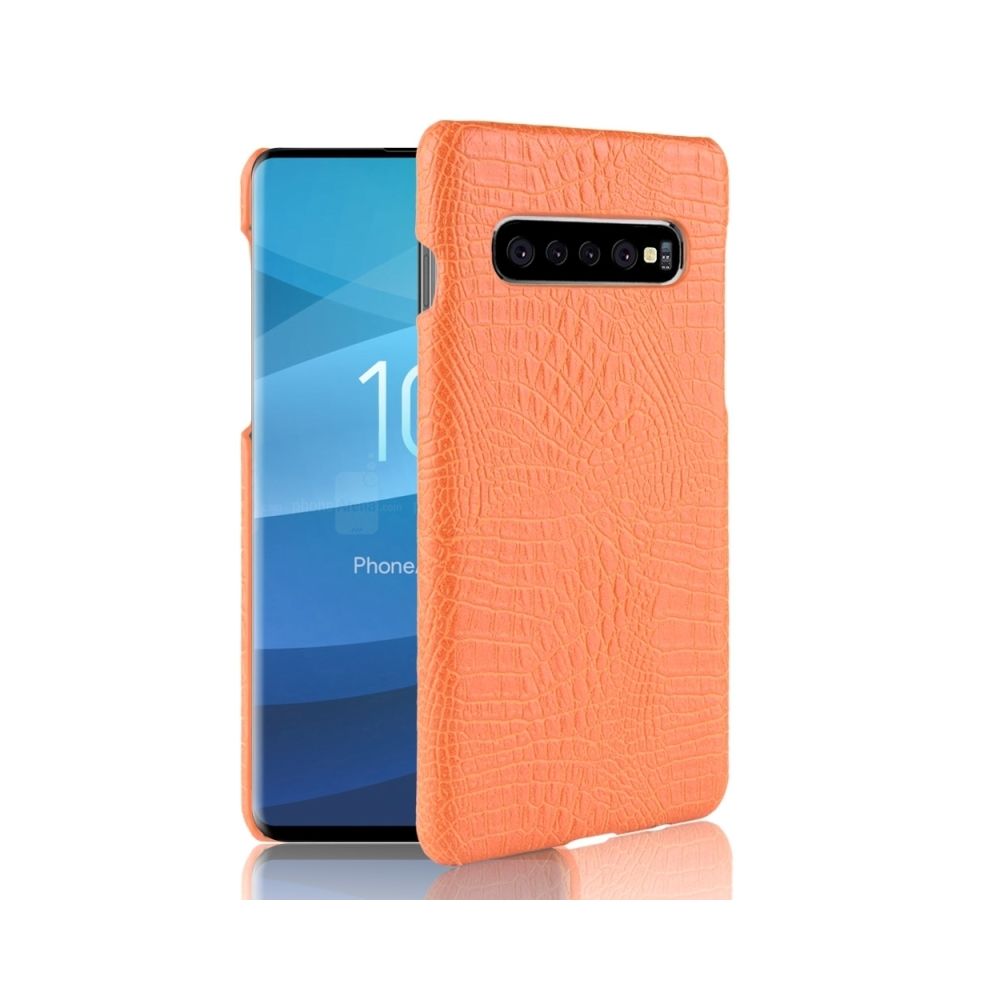 Wewoo - Coque rigide Crocodile antichoc Texture PC + Etui PU pour Galaxy S10 + (Jaune) - Coque, étui smartphone