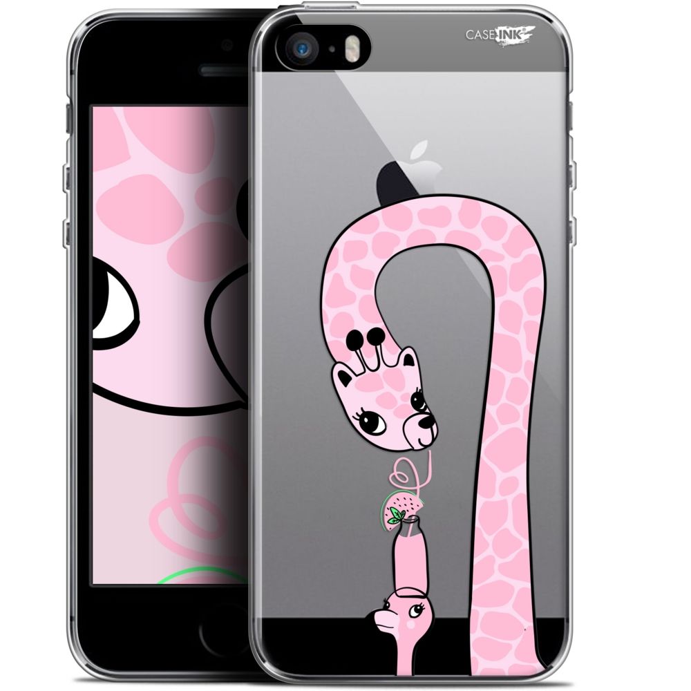 Caseink - Coque arrière Apple iPhone 5/5s/SE (4 ) Gel HD [ Nouvelle Collection - Souple - Antichoc - Imprimé en France] Summer Giraffe - Coque, étui smartphone