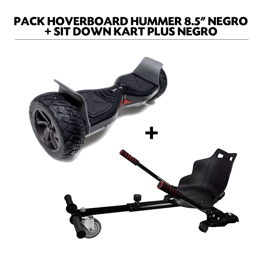Air Rise - Pack Hoverboard 8,5"" Hummer Noir+ Hoverkart Noir avec bluetooth sac et télécommande - Gyropode
